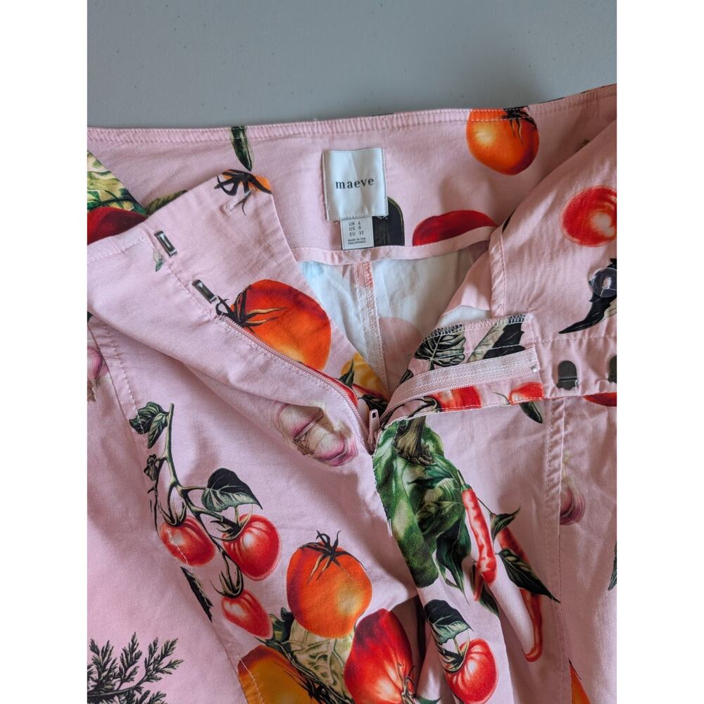 NWT Maeve High-Rise Veggie Print Crop Wide-Leg Pants Size 2 Pink #8G539 - Picture 7 of 10